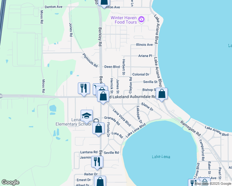 map of restaurants, bars, coffee shops, grocery stores, and more near 105 Herrick Street in Auburndale