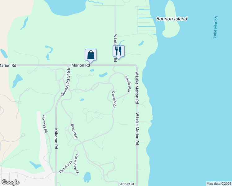 map of restaurants, bars, coffee shops, grocery stores, and more near 3142 Tennis Way in Haines City