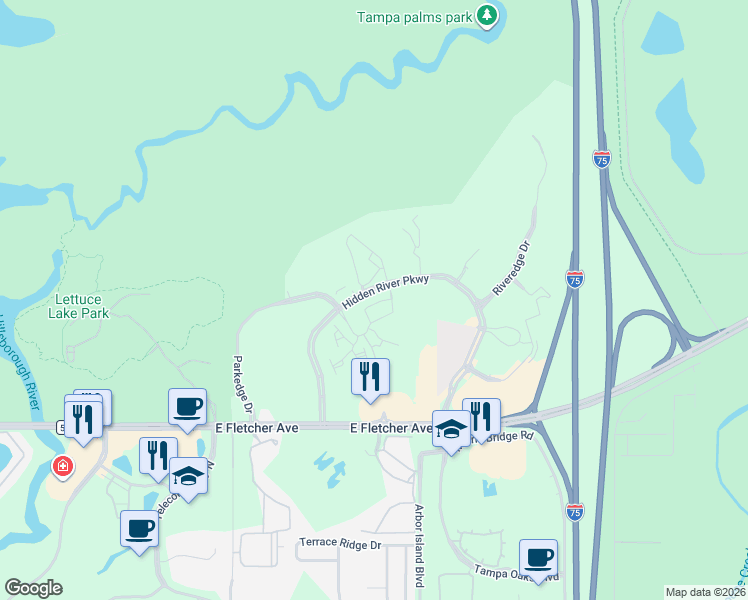 map of restaurants, bars, coffee shops, grocery stores, and more near 8448 Pine River Road in Tampa