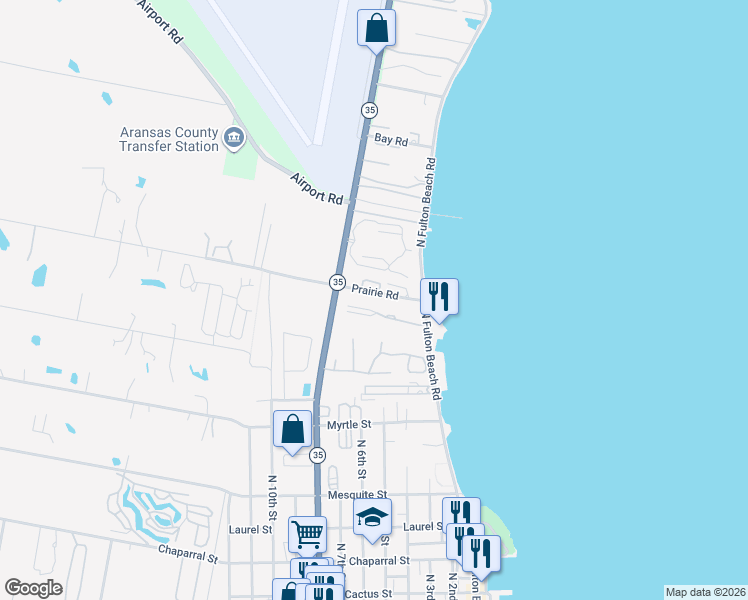 map of restaurants, bars, coffee shops, grocery stores, and more near 143 Prairie Road in Rockport