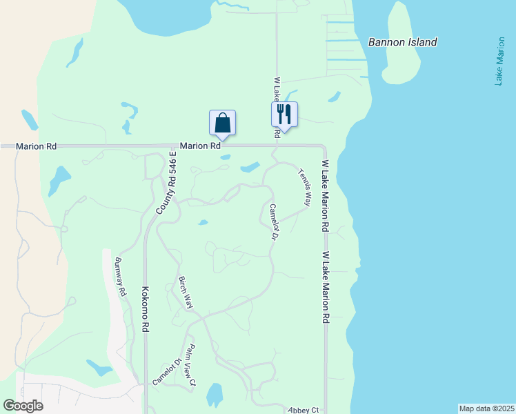 map of restaurants, bars, coffee shops, grocery stores, and more near 3116 Olde Camelot Circle in Haines City