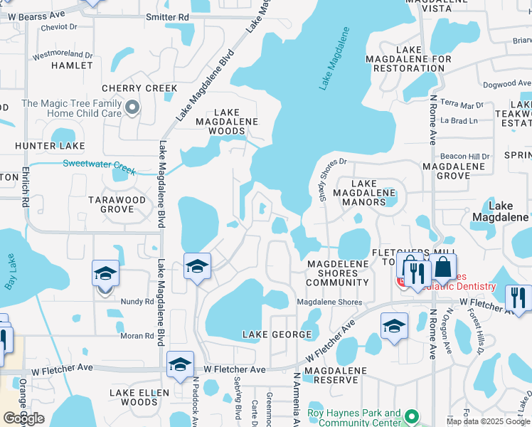 map of restaurants, bars, coffee shops, grocery stores, and more near 13761 Orange Sunset Drive in Tampa