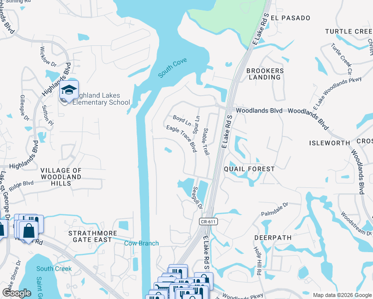 map of restaurants, bars, coffee shops, grocery stores, and more near 1705 Arabian Lane in Palm Harbor