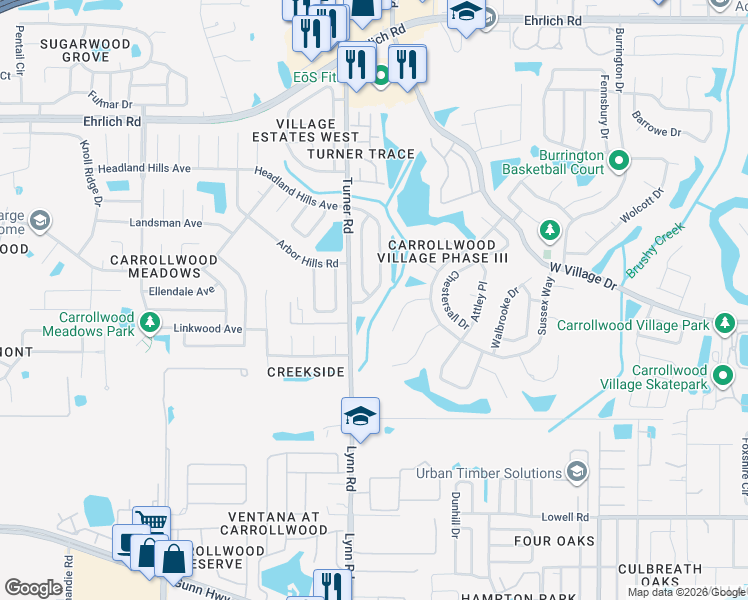 map of restaurants, bars, coffee shops, grocery stores, and more near 13923 Village View Dr in Tampa