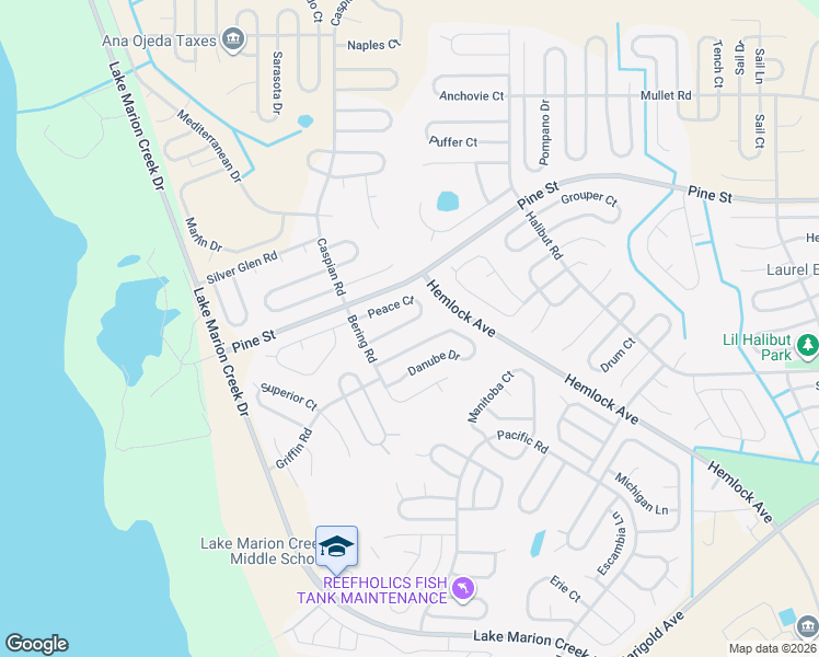 map of restaurants, bars, coffee shops, grocery stores, and more near 439 Peace Court in Poinciana