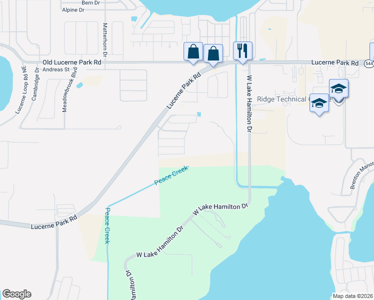 map of restaurants, bars, coffee shops, grocery stores, and more near 6563 Chinaberry Drive in Winter Haven