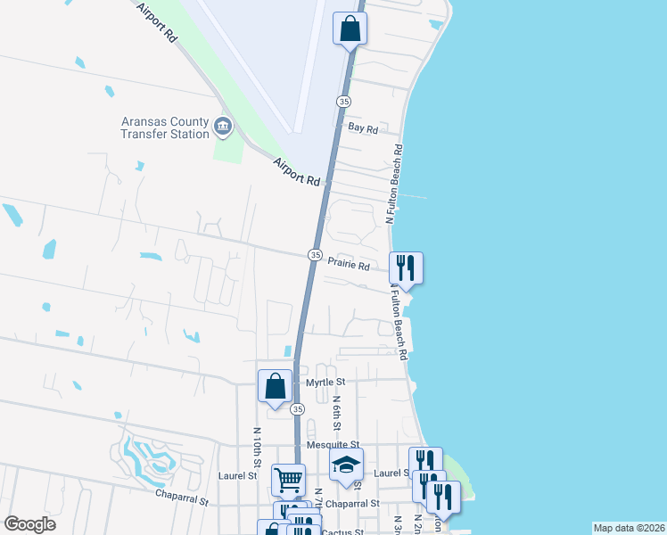 map of restaurants, bars, coffee shops, grocery stores, and more near 143 Prairie Road in Rockport