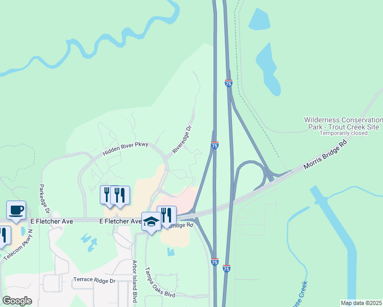 map of restaurants, bars, coffee shops, grocery stores, and more near 9099 Laurel Haven Way in Tampa