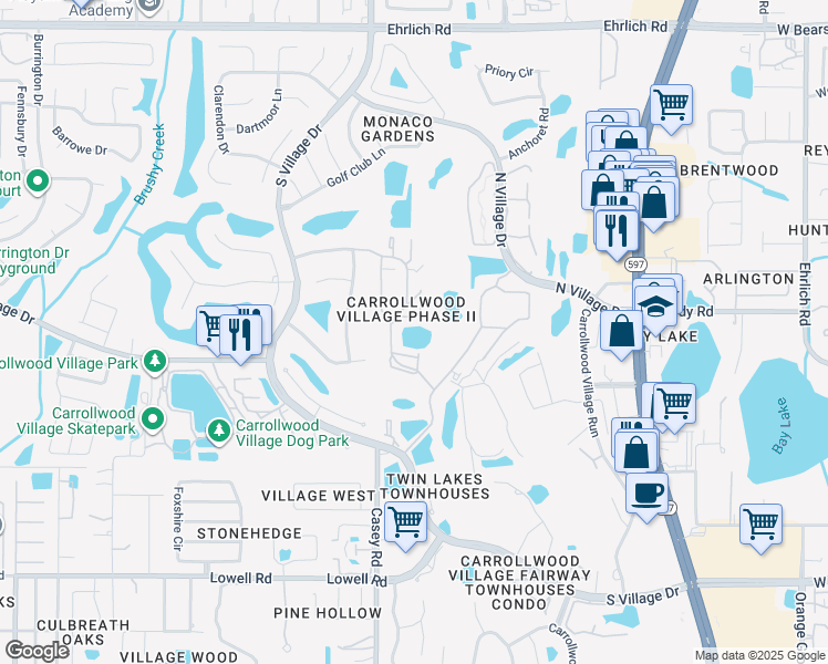 map of restaurants, bars, coffee shops, grocery stores, and more near 13924 Clubhouse Circle in Tampa