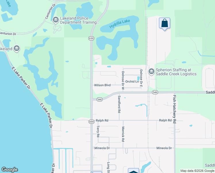 map of restaurants, bars, coffee shops, grocery stores, and more near 2725 Wilson Boulevard in Lakeland