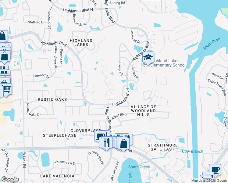 map of restaurants, bars, coffee shops, grocery stores, and more near 1001 Tartan Drive in Palm Harbor