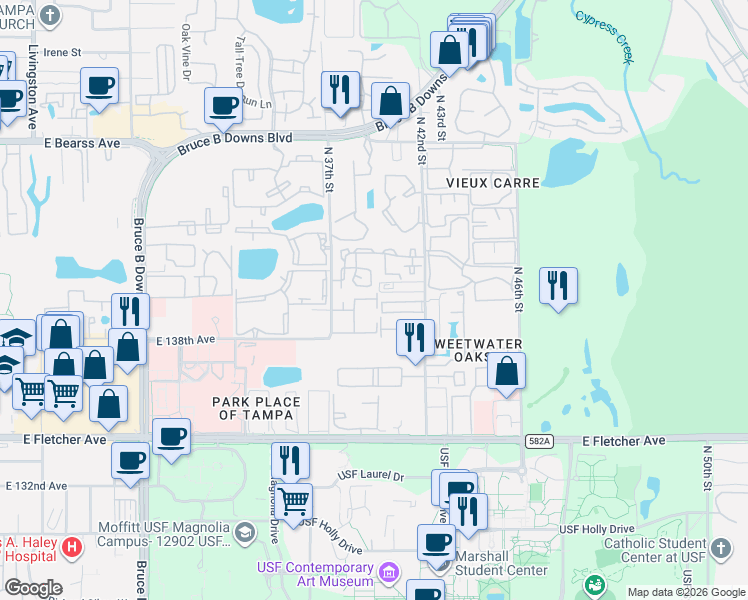 map of restaurants, bars, coffee shops, grocery stores, and more near 13955 Heritage Club Drive in Tampa