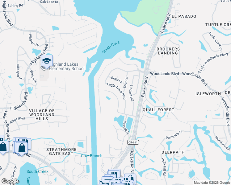 map of restaurants, bars, coffee shops, grocery stores, and more near 1725 Arabian Lane in Palm Harbor