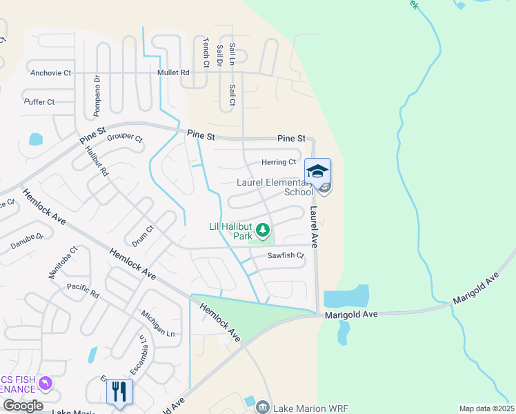 map of restaurants, bars, coffee shops, grocery stores, and more near 104 Inconnu Court in Poinciana