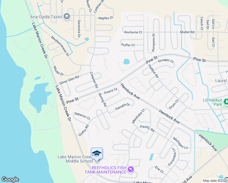 map of restaurants, bars, coffee shops, grocery stores, and more near 418 Peace Court in Kissimmee