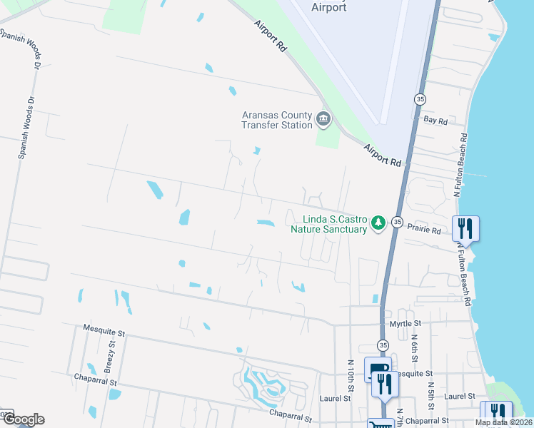 map of restaurants, bars, coffee shops, grocery stores, and more near 1502 Prairie Road in Fulton