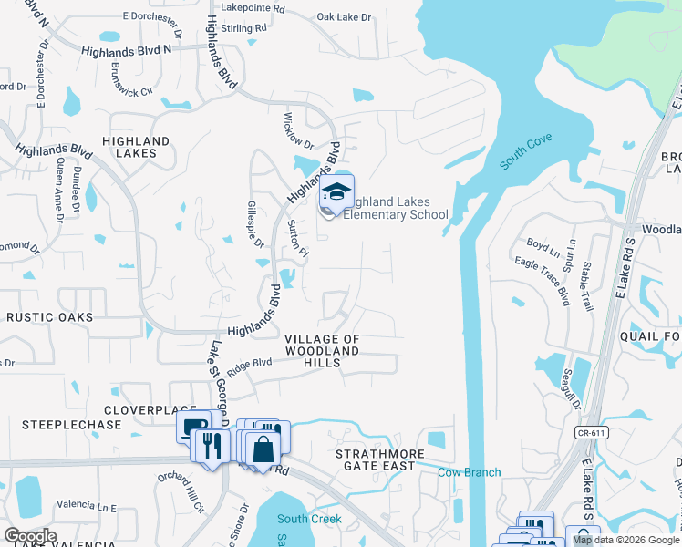 map of restaurants, bars, coffee shops, grocery stores, and more near 3658 Fremantle Drive in Palm Harbor
