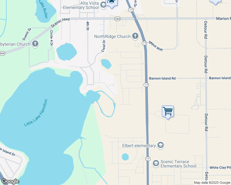 map of restaurants, bars, coffee shops, grocery stores, and more near 3066 Landings Court in Haines City
