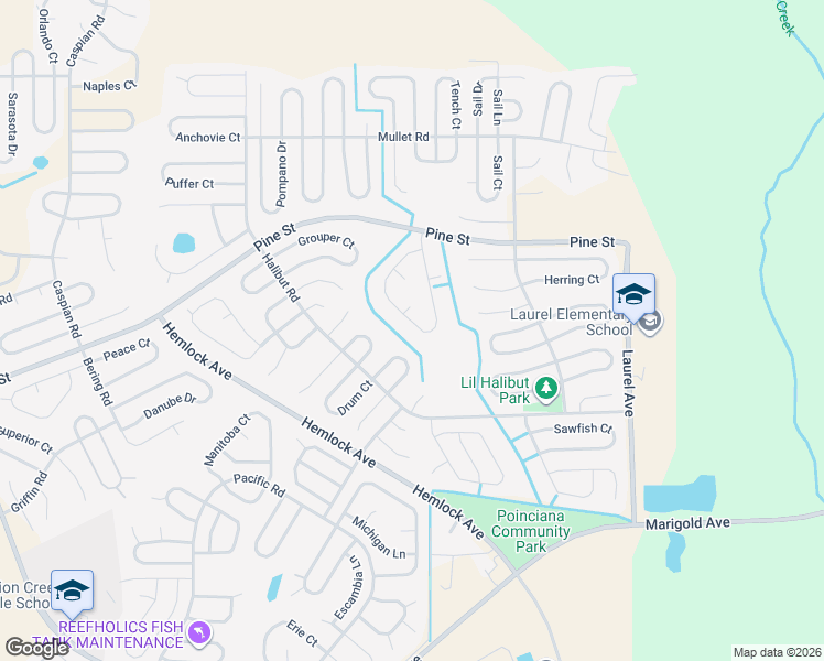 map of restaurants, bars, coffee shops, grocery stores, and more near 1861 Snapper Drive in Poinciana