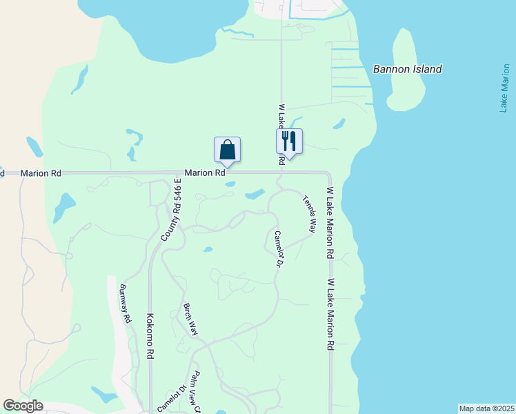 map of restaurants, bars, coffee shops, grocery stores, and more near 3095 Camelot Drive in Haines City