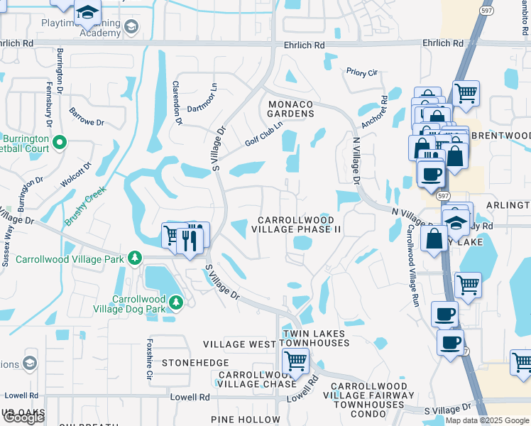 map of restaurants, bars, coffee shops, grocery stores, and more near 13917 Middle Park Drive in Tampa