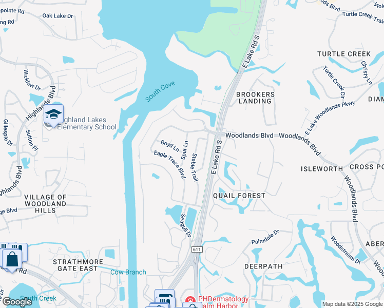 map of restaurants, bars, coffee shops, grocery stores, and more near 1810 Stable Trail in Palm Harbor