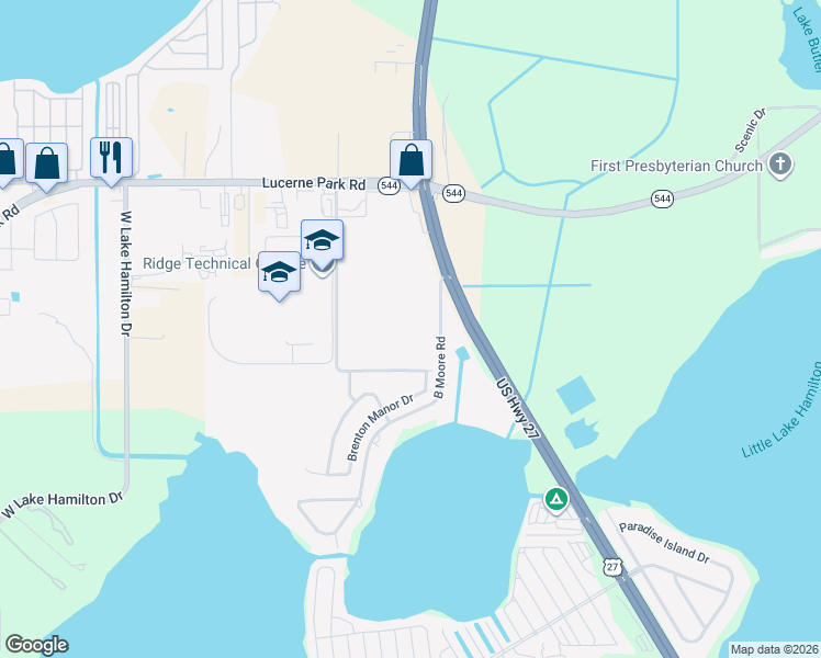 map of restaurants, bars, coffee shops, grocery stores, and more near 400-666 B Moore Road in Haines City