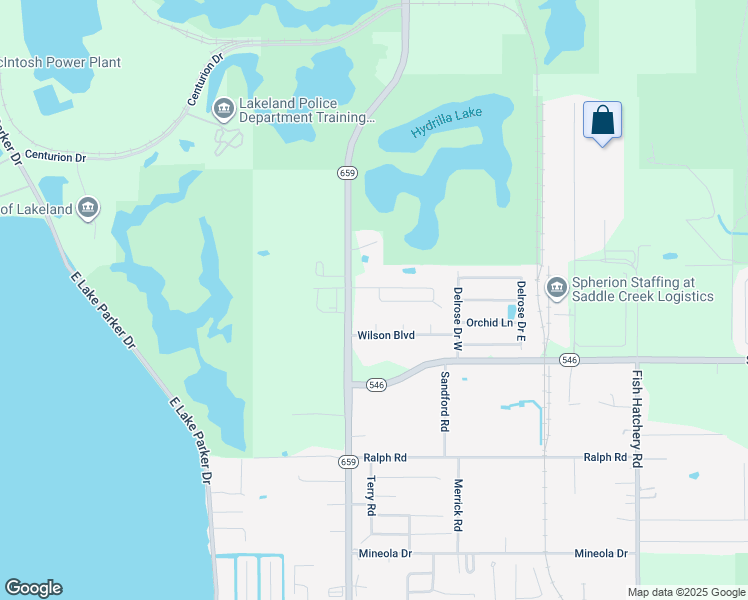 map of restaurants, bars, coffee shops, grocery stores, and more near 2653 Gale Rose Drive in Lakeland