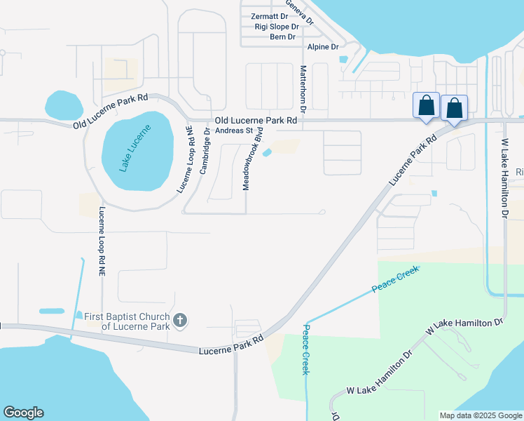 map of restaurants, bars, coffee shops, grocery stores, and more near 1065 Cambridge Drive in Winter Haven