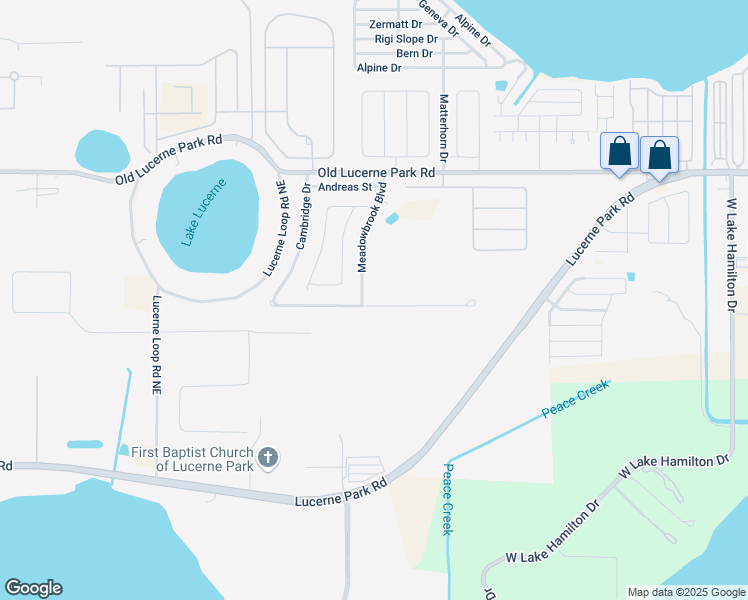 map of restaurants, bars, coffee shops, grocery stores, and more near 1065 Cambridge Drive in Winter Haven