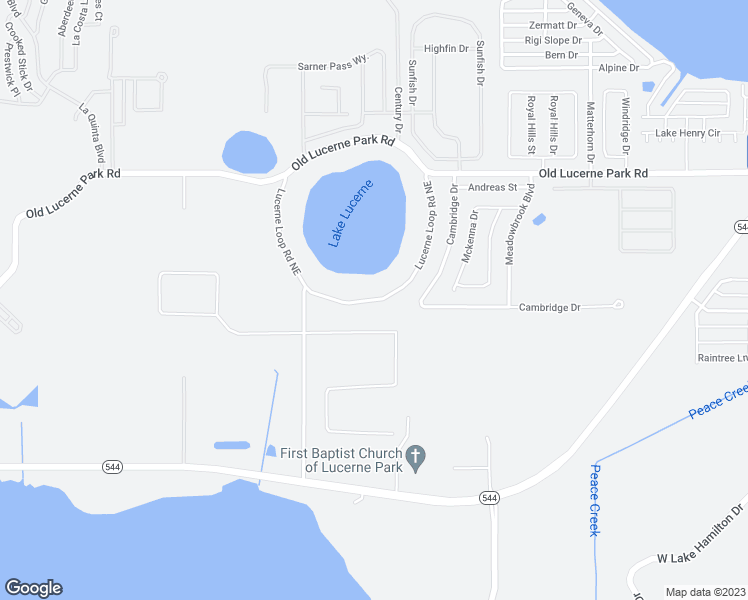 map of restaurants, bars, coffee shops, grocery stores, and more near 1345 Lucerne Loop Road Northeast in Winter Haven