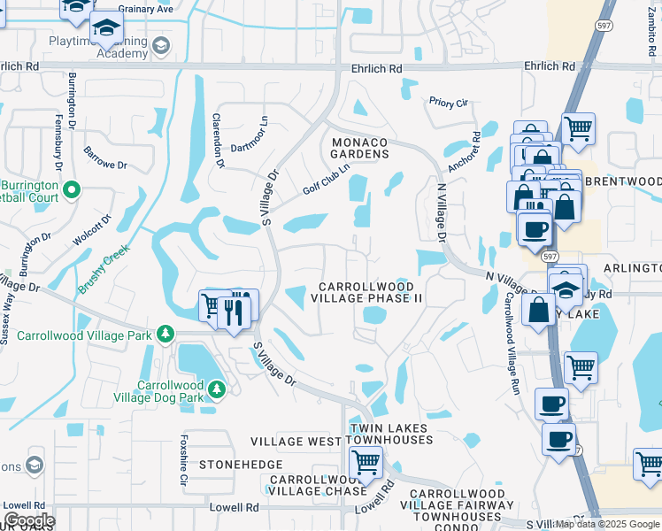 map of restaurants, bars, coffee shops, grocery stores, and more near 13917 Middle Park Drive in Tampa