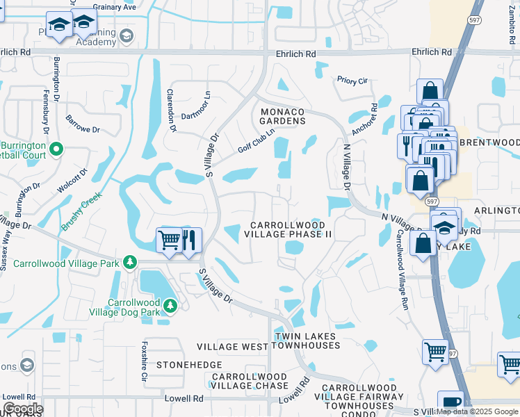 map of restaurants, bars, coffee shops, grocery stores, and more near 13917 Middle Park Drive in Tampa