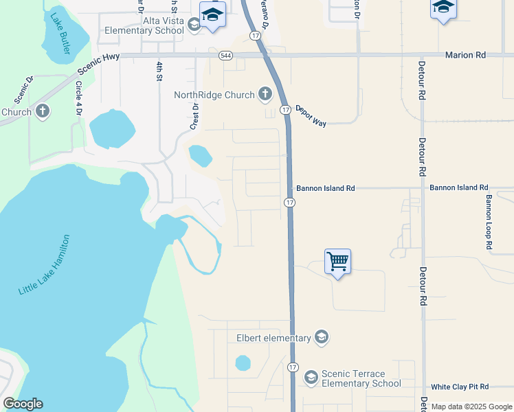 map of restaurants, bars, coffee shops, grocery stores, and more near 3066 Landings Court in Haines City