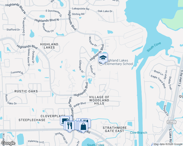map of restaurants, bars, coffee shops, grocery stores, and more near 824 Lakewood Drive in Palm Harbor