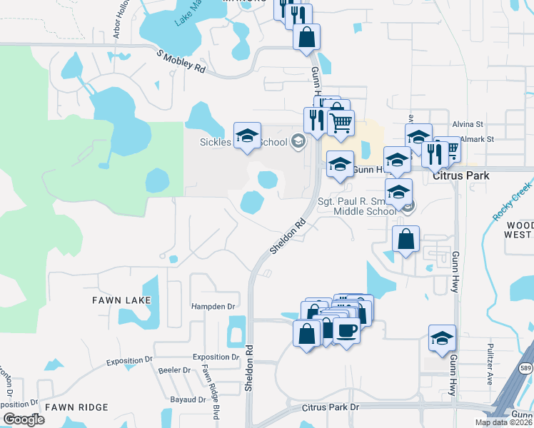 map of restaurants, bars, coffee shops, grocery stores, and more near 8355 Old Hixon Road in Westchase