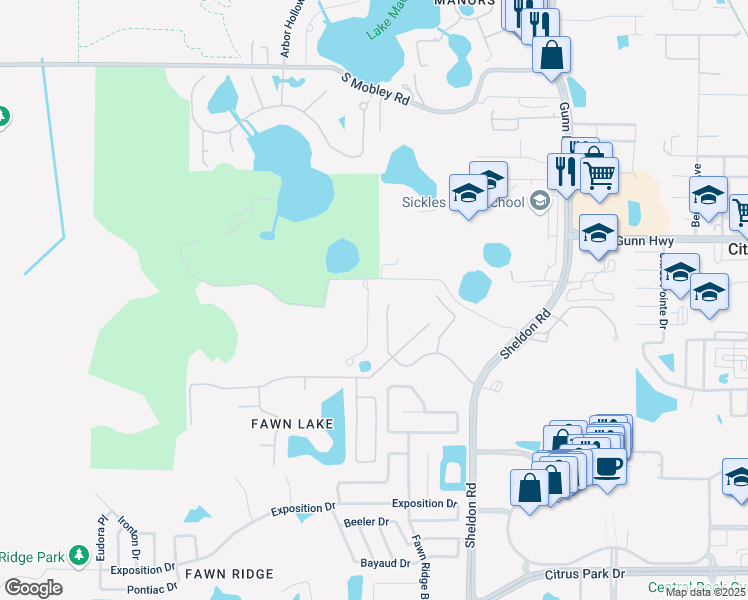 map of restaurants, bars, coffee shops, grocery stores, and more near 8918 Hixon Road in Tampa