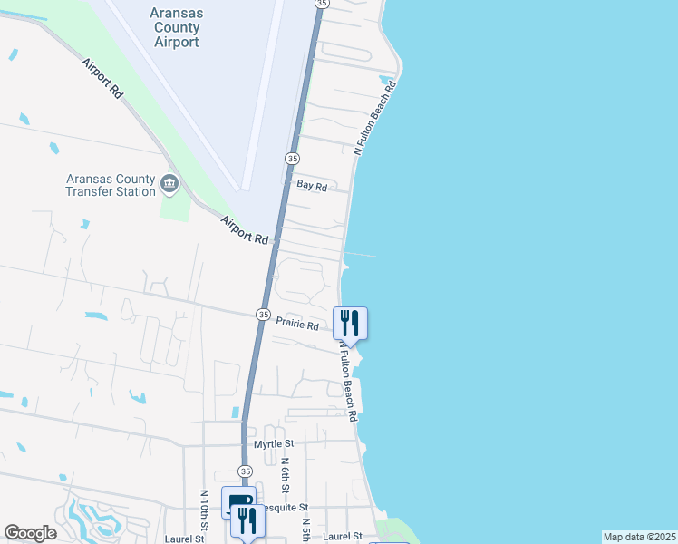 map of restaurants, bars, coffee shops, grocery stores, and more near North Fulton Beach Road in Rockport