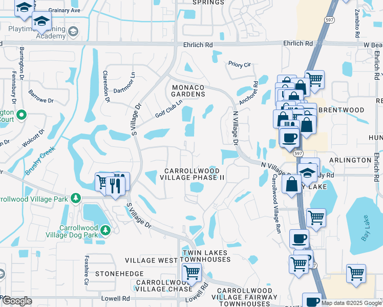 map of restaurants, bars, coffee shops, grocery stores, and more near 14025 Clubhouse Circle in Tampa