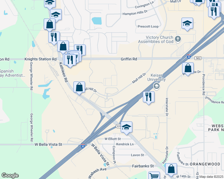 map of restaurants, bars, coffee shops, grocery stores, and more near 1898 Grand Bay Circle in Lakeland