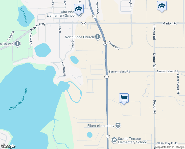 map of restaurants, bars, coffee shops, grocery stores, and more near 2588-2598 Florida 17 in Haines City
