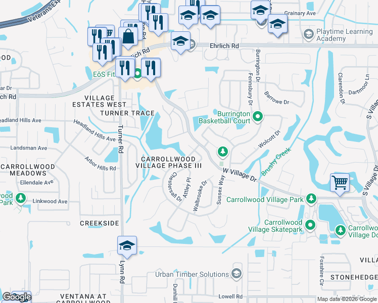 map of restaurants, bars, coffee shops, grocery stores, and more near 13902 Captains Reef Court in Tampa