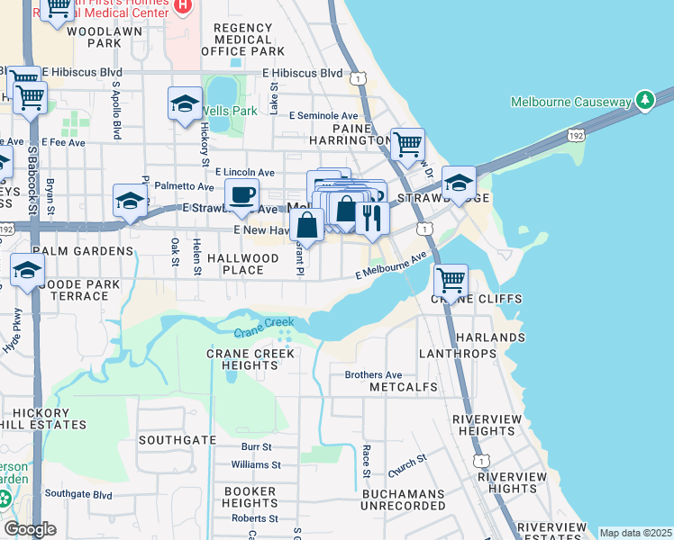 map of restaurants, bars, coffee shops, grocery stores, and more near 2010 Vernon Place in Melbourne