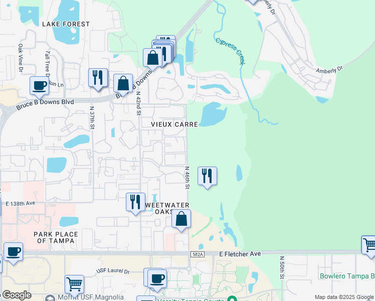 map of restaurants, bars, coffee shops, grocery stores, and more near 14311 North 46th Street in Tampa