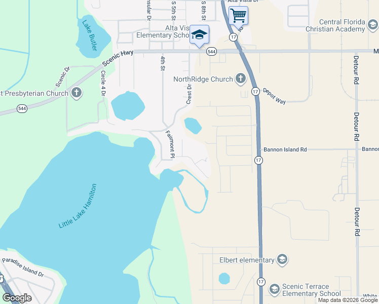 map of restaurants, bars, coffee shops, grocery stores, and more near 3098 Landings Court in Haines City