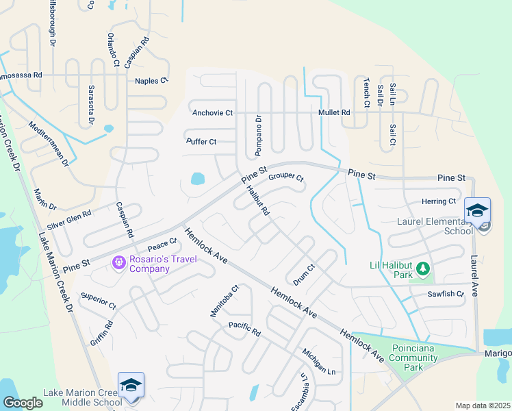 map of restaurants, bars, coffee shops, grocery stores, and more near 331 Grouper Drive in Poinciana