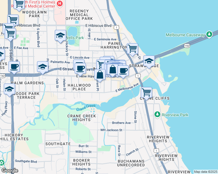 map of restaurants, bars, coffee shops, grocery stores, and more near 2010 Vernon Place in Melbourne