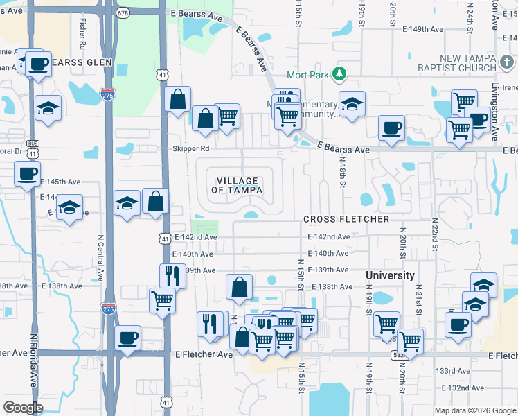 map of restaurants, bars, coffee shops, grocery stores, and more near in Tampa