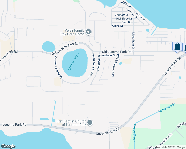map of restaurants, bars, coffee shops, grocery stores, and more near 1401 Lucerne Loop Road Northeast in Winter Haven