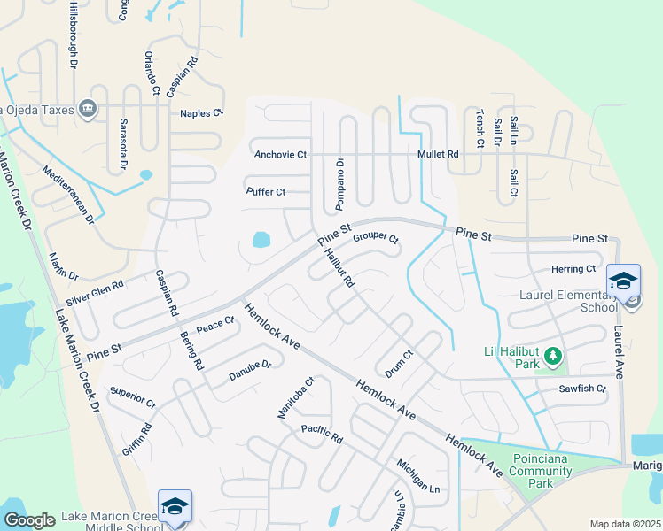 map of restaurants, bars, coffee shops, grocery stores, and more near 332 Grouper Drive in Kissimmee